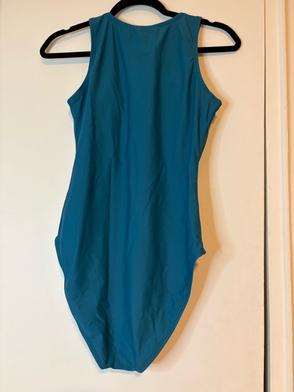 Quince Italian Zip-Front One-Piece Swimsuit in Lagoon Teal Blue - Picture 3 of 4